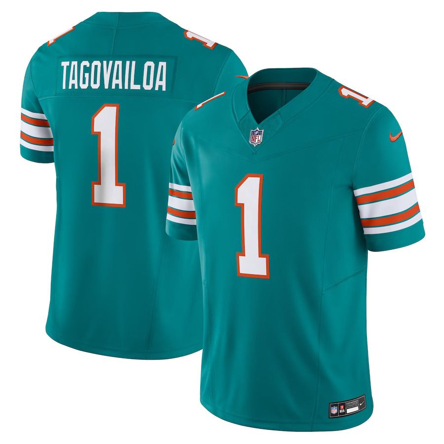 Men Miami Dolphins #1 Tua Tagovailoa Nike Aqua Alternate Vapor F.U.S.E. Limited NFL Jersey